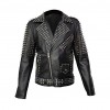 Men Studded Cropped Jacket Spike Jacket Punk Style Belt Leather Jacket